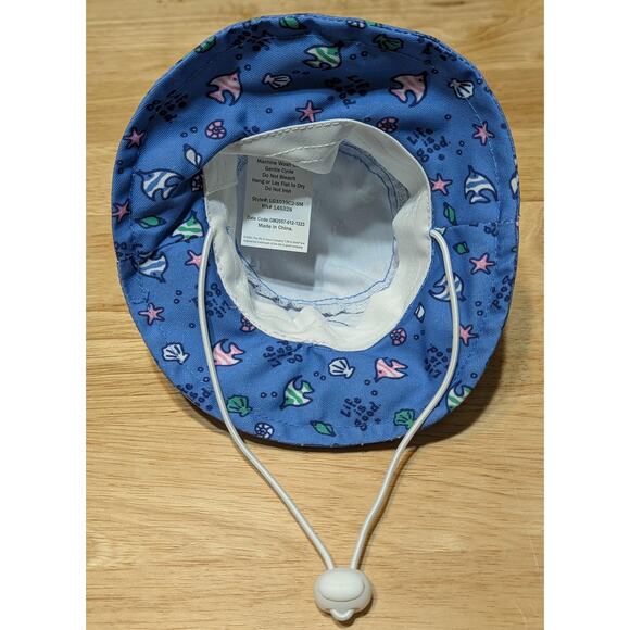 Life is Good Dog Sun Hat S/M Blue Fish Print Adjustable Strap New Pet Bucket Hat - Picture 2 of 8